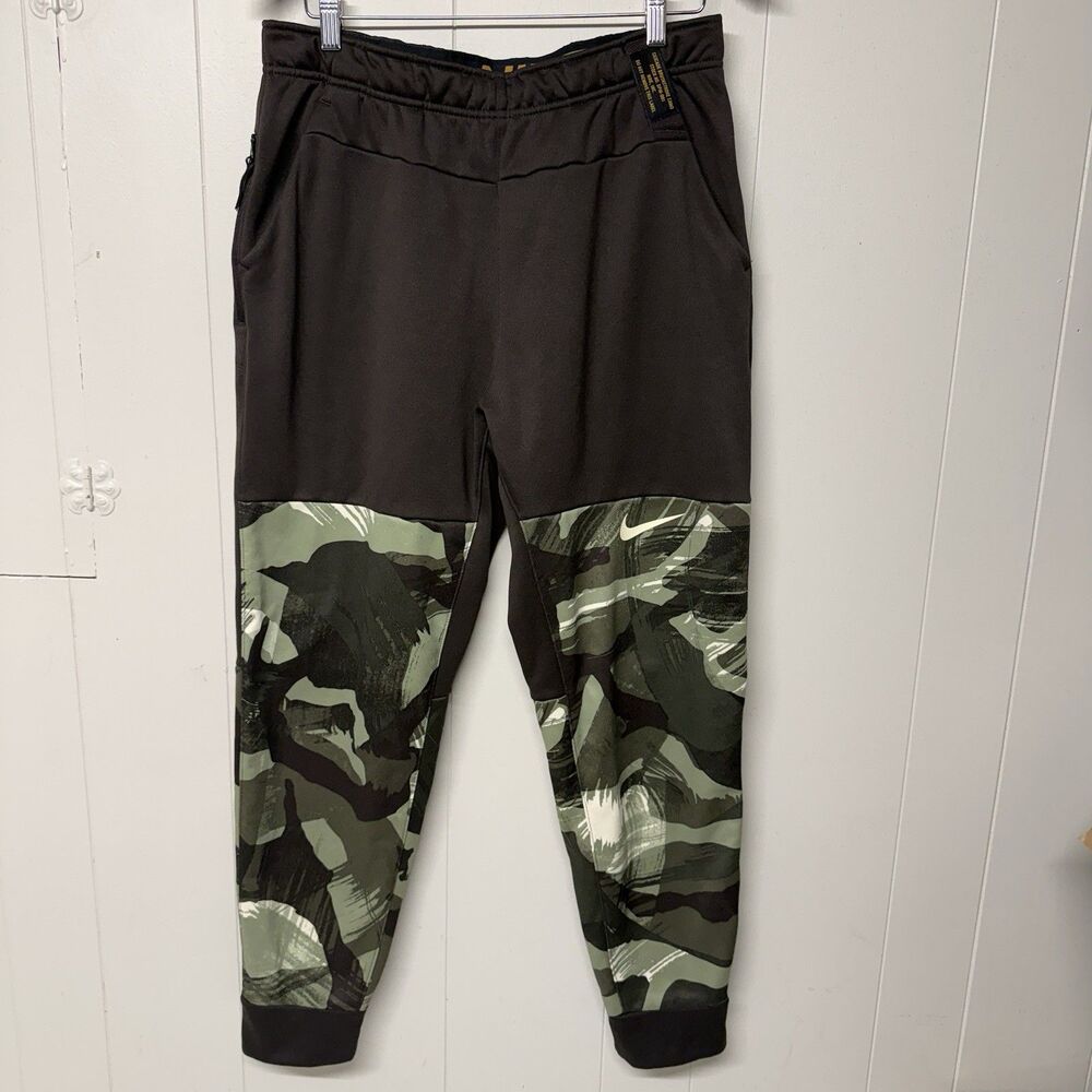 Nike Therma Fit Brushstroke Camo Fleece Joggers Pants Brown DQ6618-220 Men L EUC